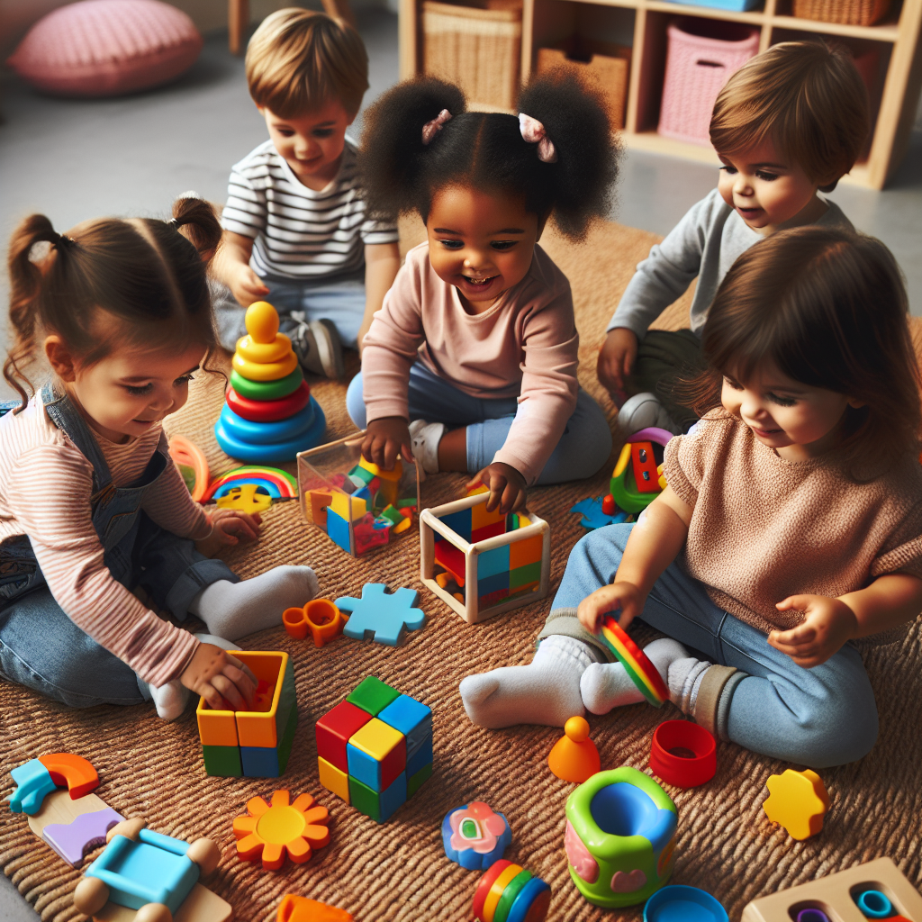 Parent choosing educational toy for toddler
