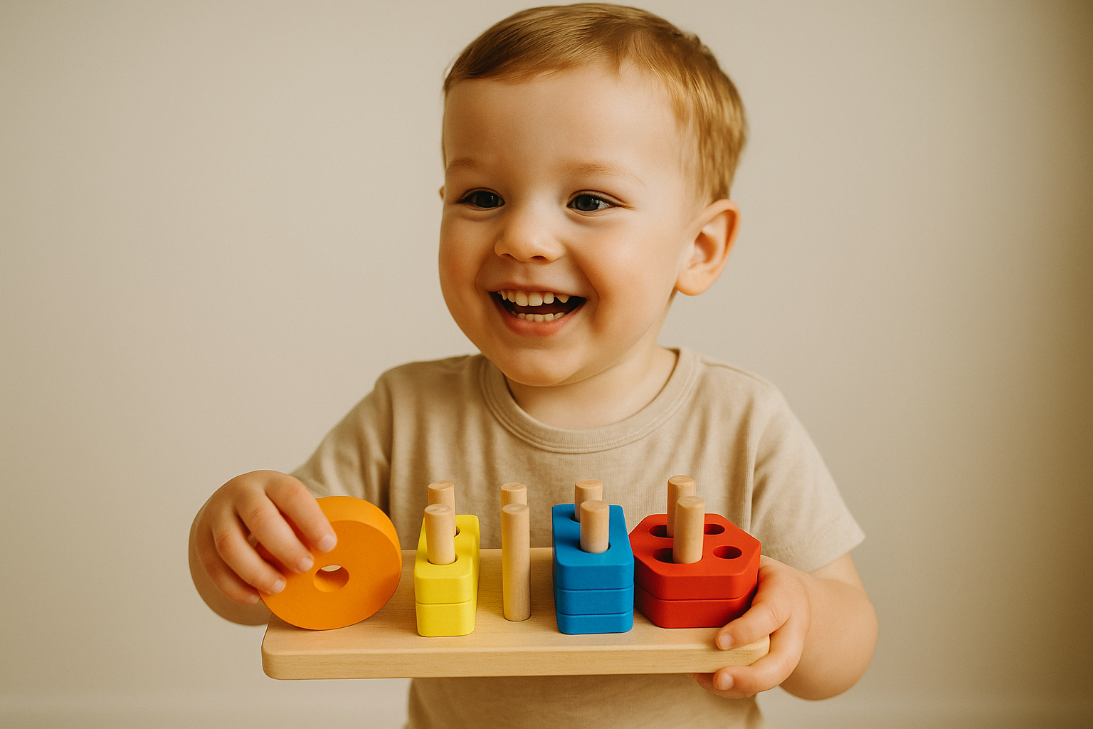 PEBIRA Montessori Wooden Sorting & Stacking Toys for Toddlers