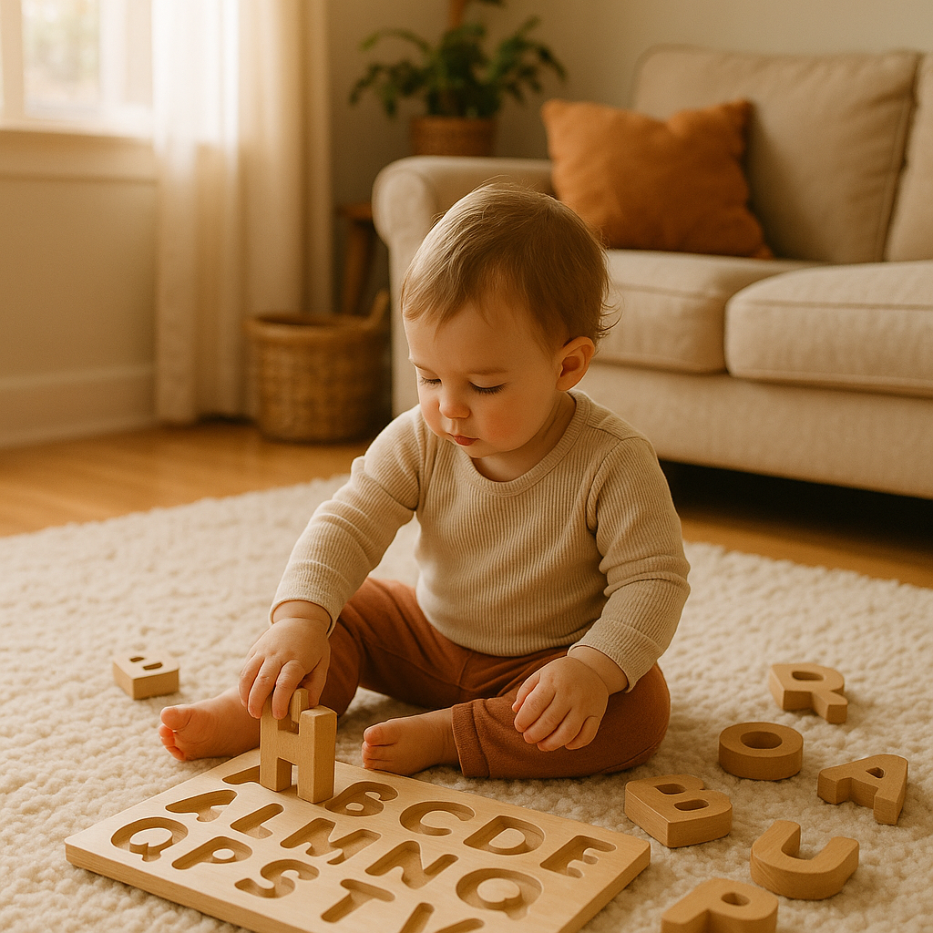 Why Early Learning and Play Are Essential – toddler exploring puzzle pieces