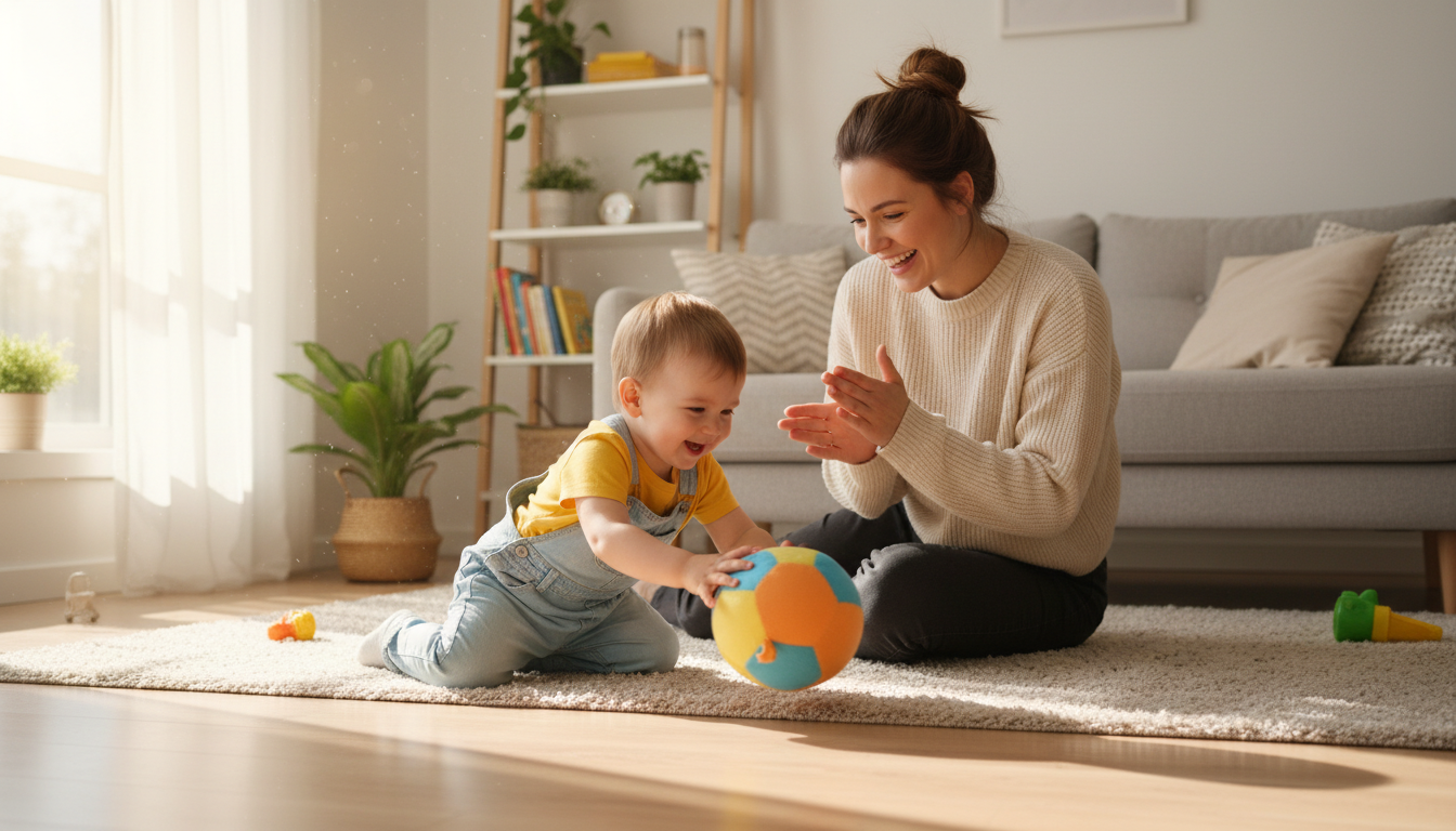 Why Early Learning Through Play Builds Strong Foundations toddler exploring colorful ball