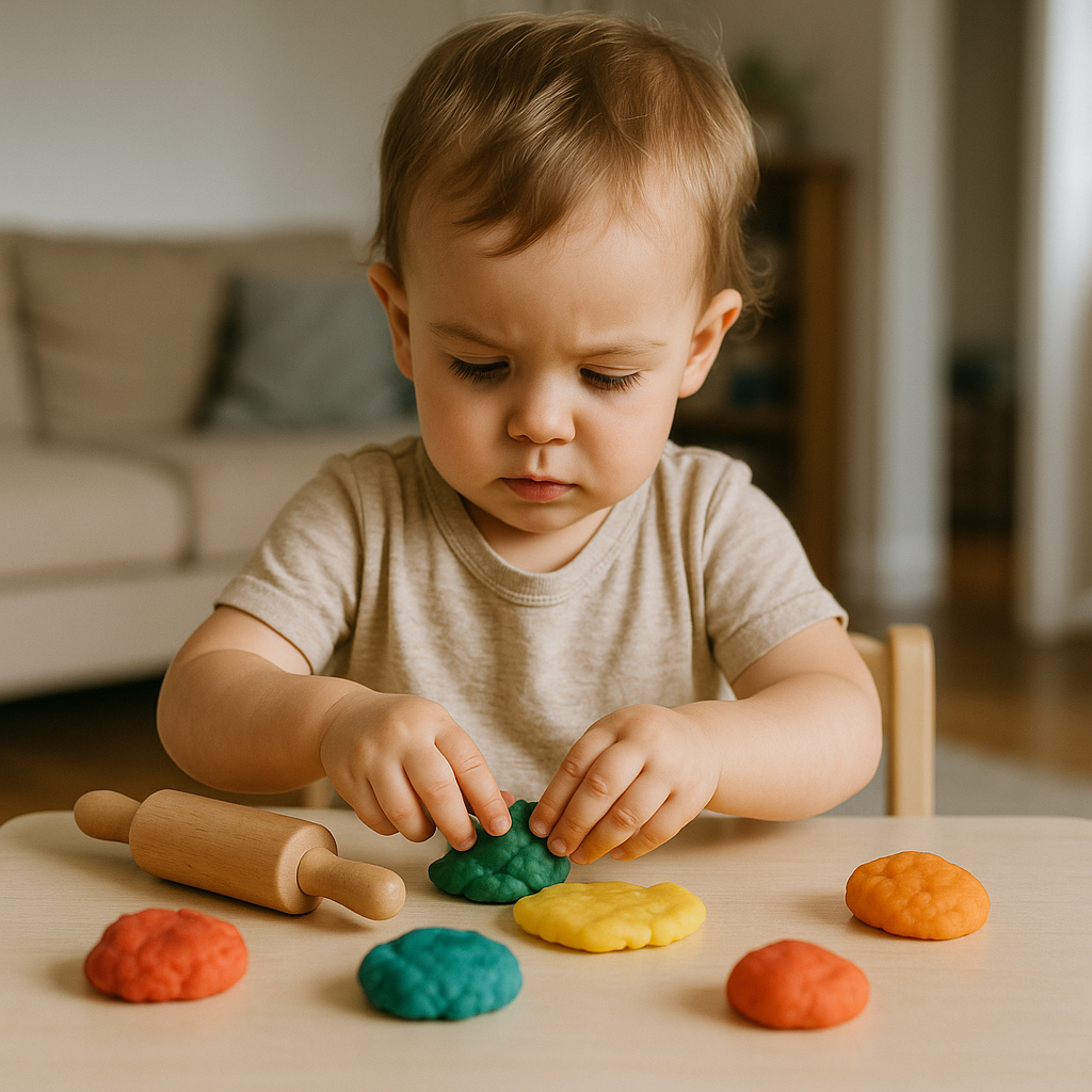 The Power of Creative Play – toddler molding colorful dough