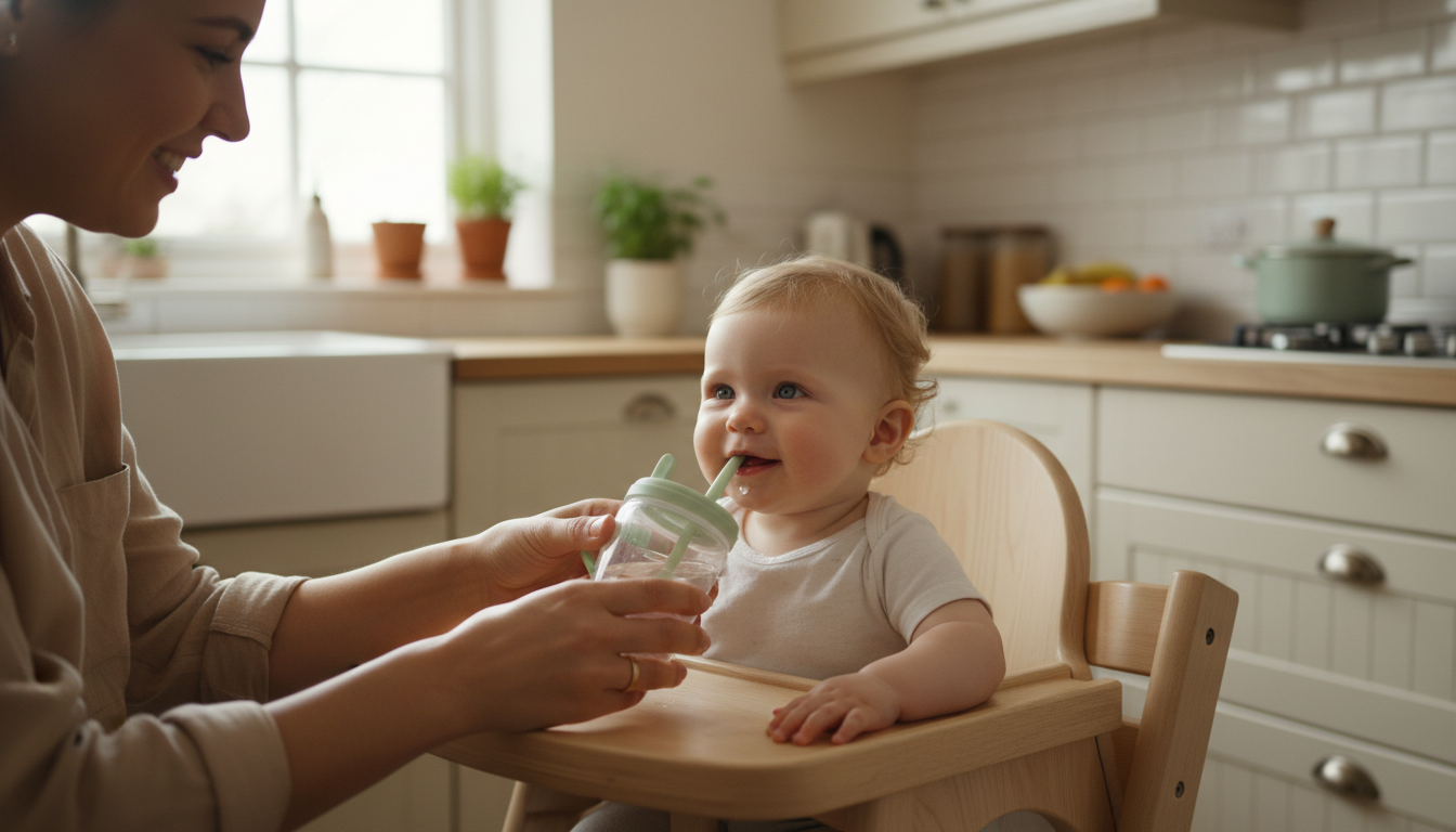Why Starting with a Baby Training Cup with Straw Makes a Difference – toddler practicing drinking