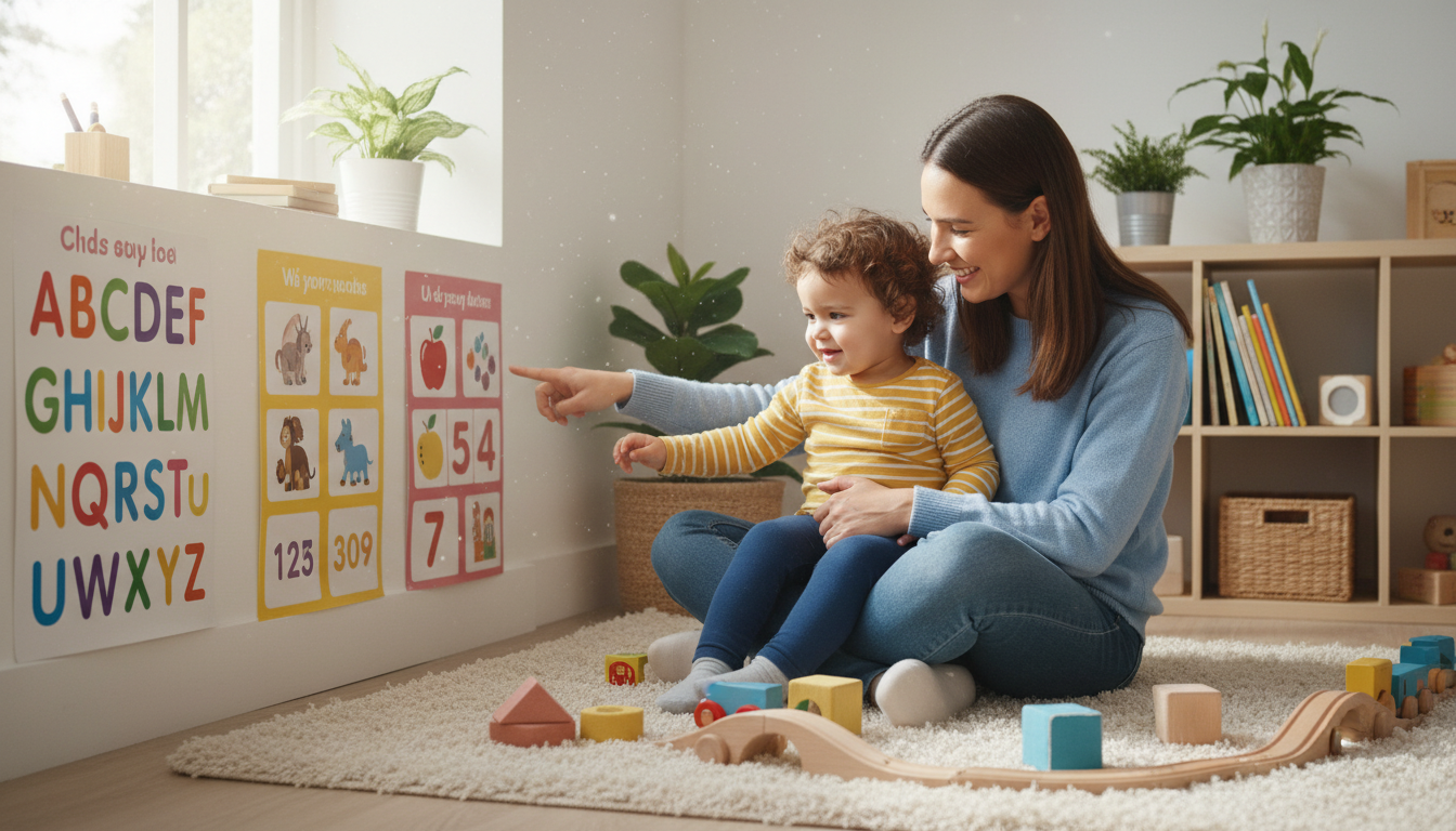 Why Toddler Learning Environments Matter – toddler exploring colorful posters