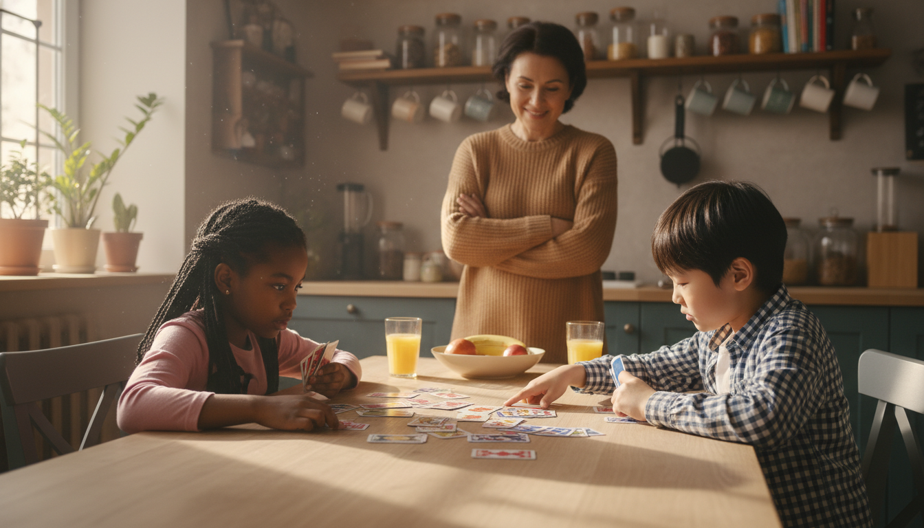 Why Strategy Card Games Are Vital for Kids’ Growth – young kids playing cards smiling