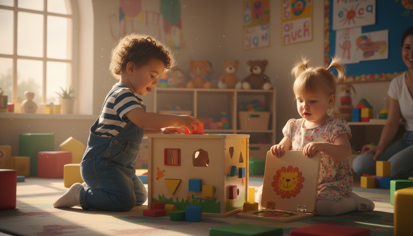 Spotlight Melissa & Doug Hide and Seek Farm Magnetic Puzzle – toddler playing with puzzle