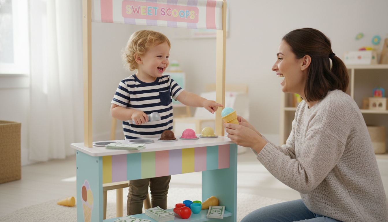 Developmental Benefits of Pretend Play Ice Cream Counters fine motor skills and sensory