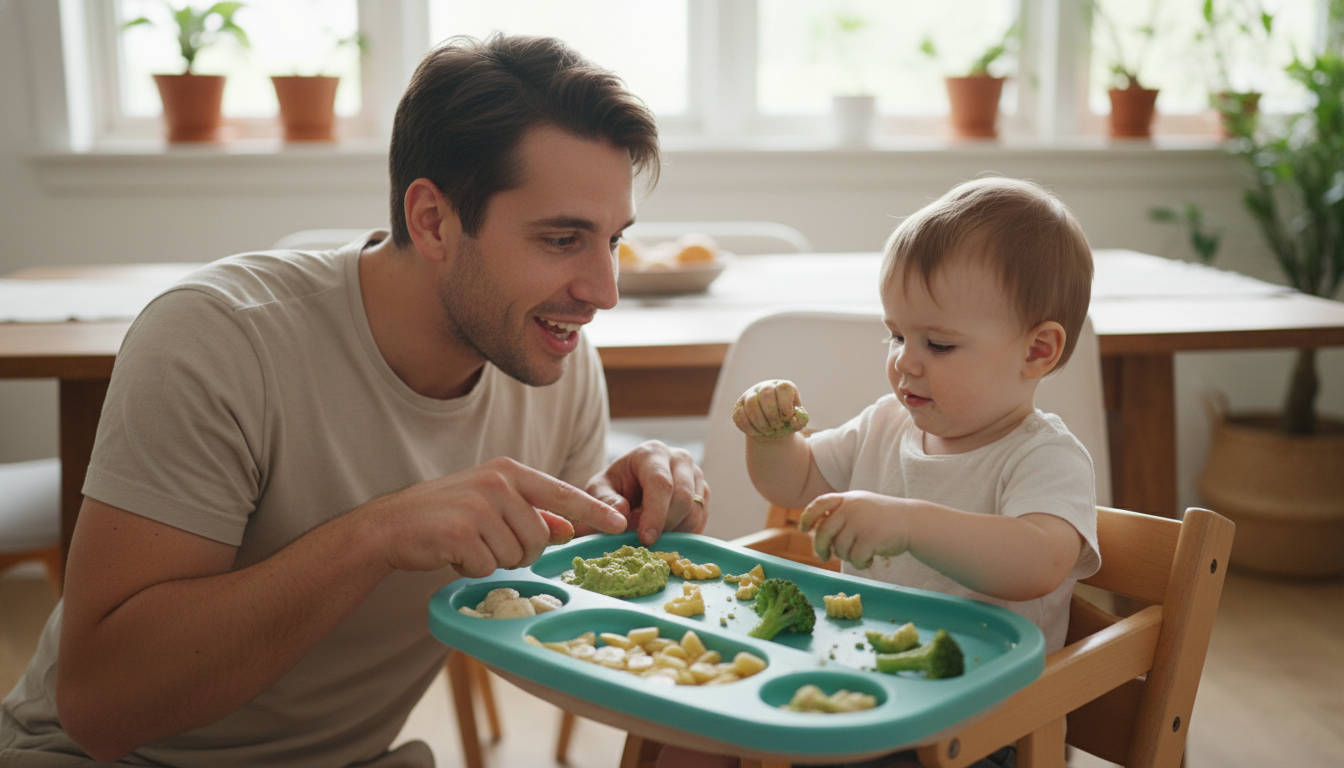 Meet the Fred Dinner Winner Enchanted Forest Kids Tray: Your Parenting Secret Weapon – toddler playing with divided tray