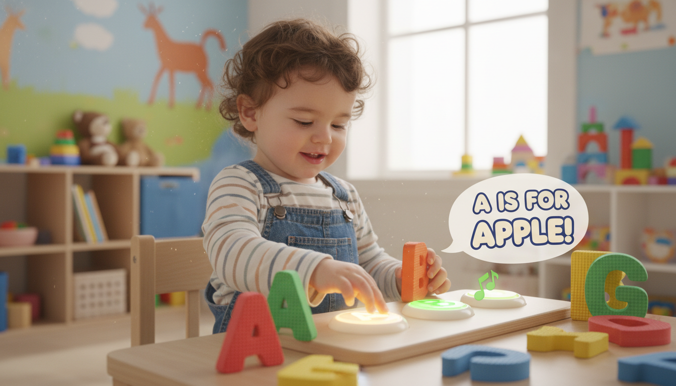 Developmental Boosts Through Play – toddler playing with alphabet toys