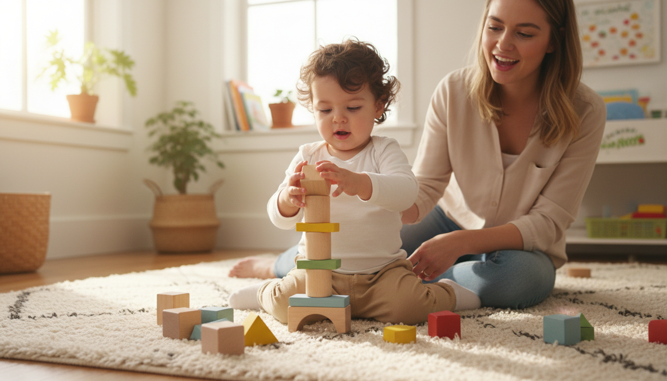 The Developmental Benefits of Preschool Jigsaw Puzzles and Blocks – child stacking colorful blocks
