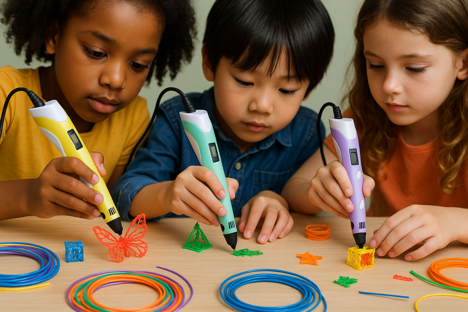 How a 3D Printing Pen Boosts Key Developmental Skills children using 3d pen