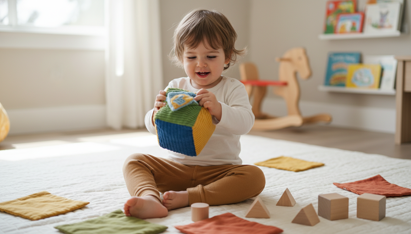 Why Sensory Play Matters for Babies 0-6 Months: baby exploring colorful rattles
