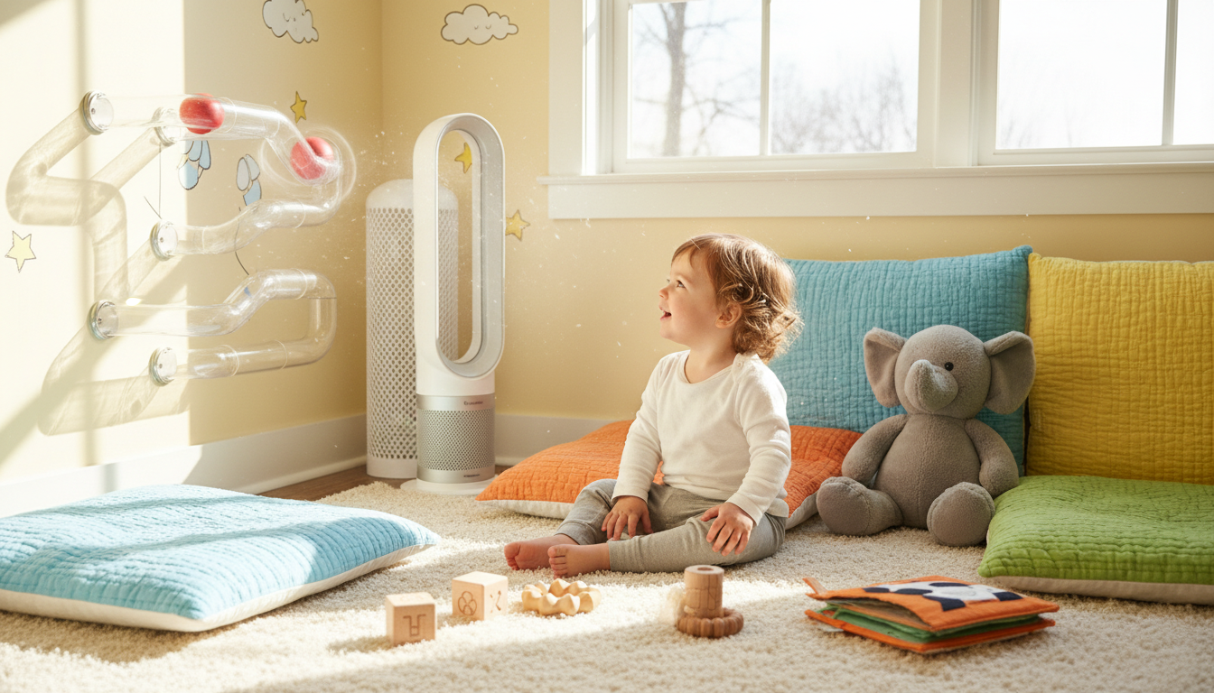 Where Air-Powered STEM Toys Shine – toddler exploring airflow play