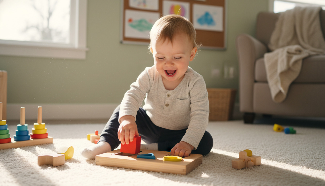 Spotlight on the Fisher-Price Montessori Wooden Sorting Tree Toy colorful wooden apples and tree