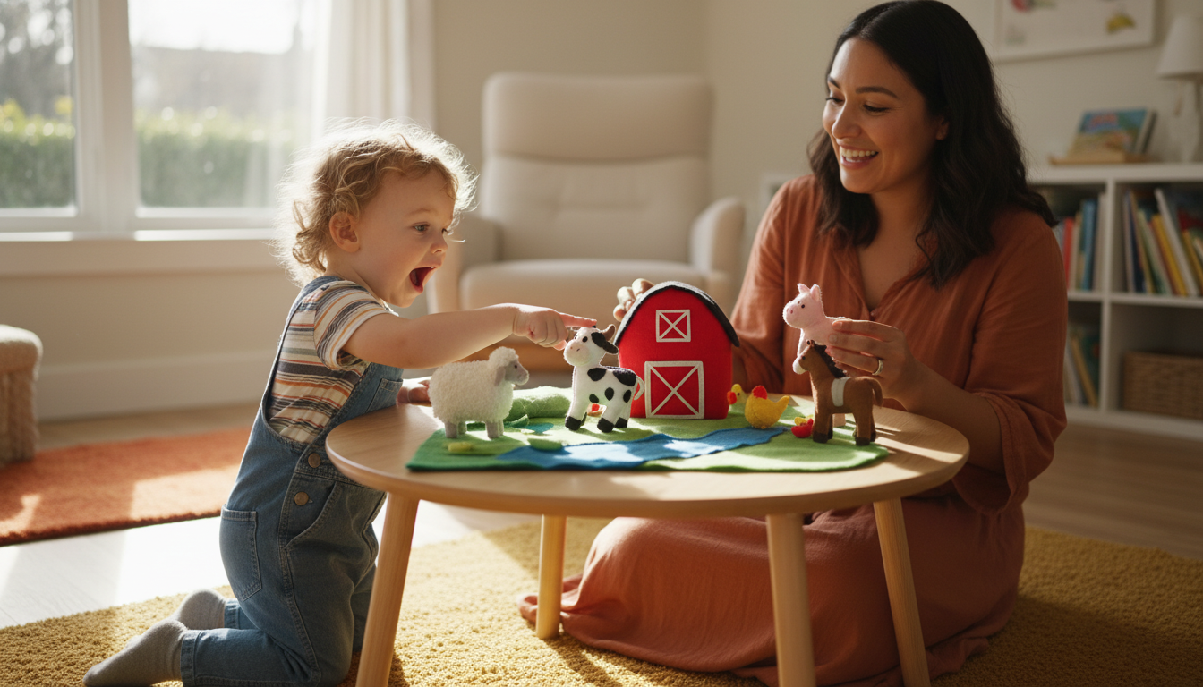 Tips for Choosing and Using Wooden Activity Boards – toddler selecting a board