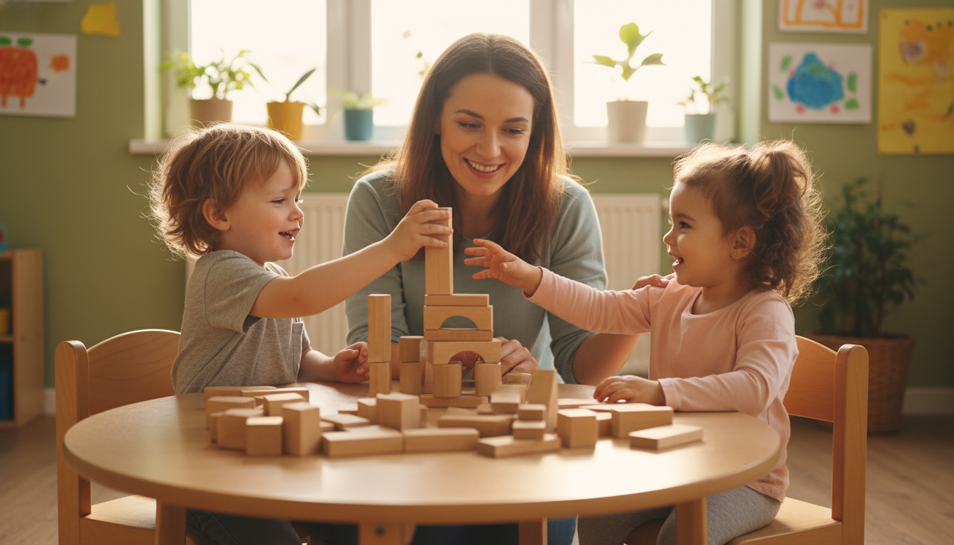Seamlessly Adding Numberblocks to Everyday Play — toddler playing with colorful cubes