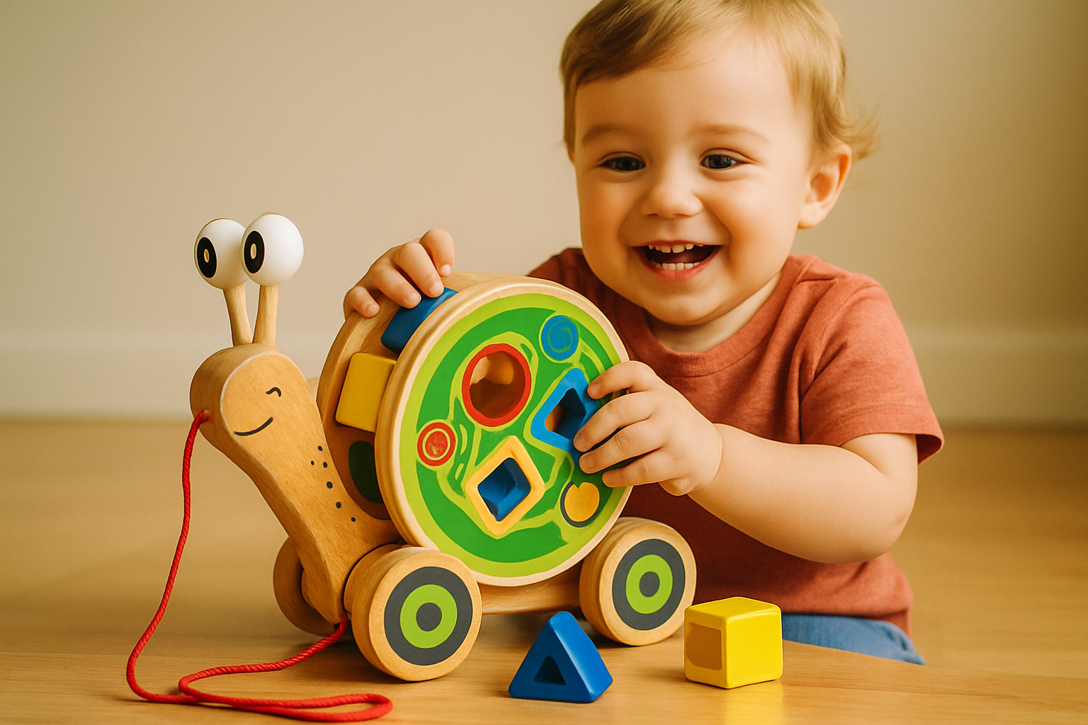 Hape Walk-A-Long Snail Wooden Pull Toy for Toddlers