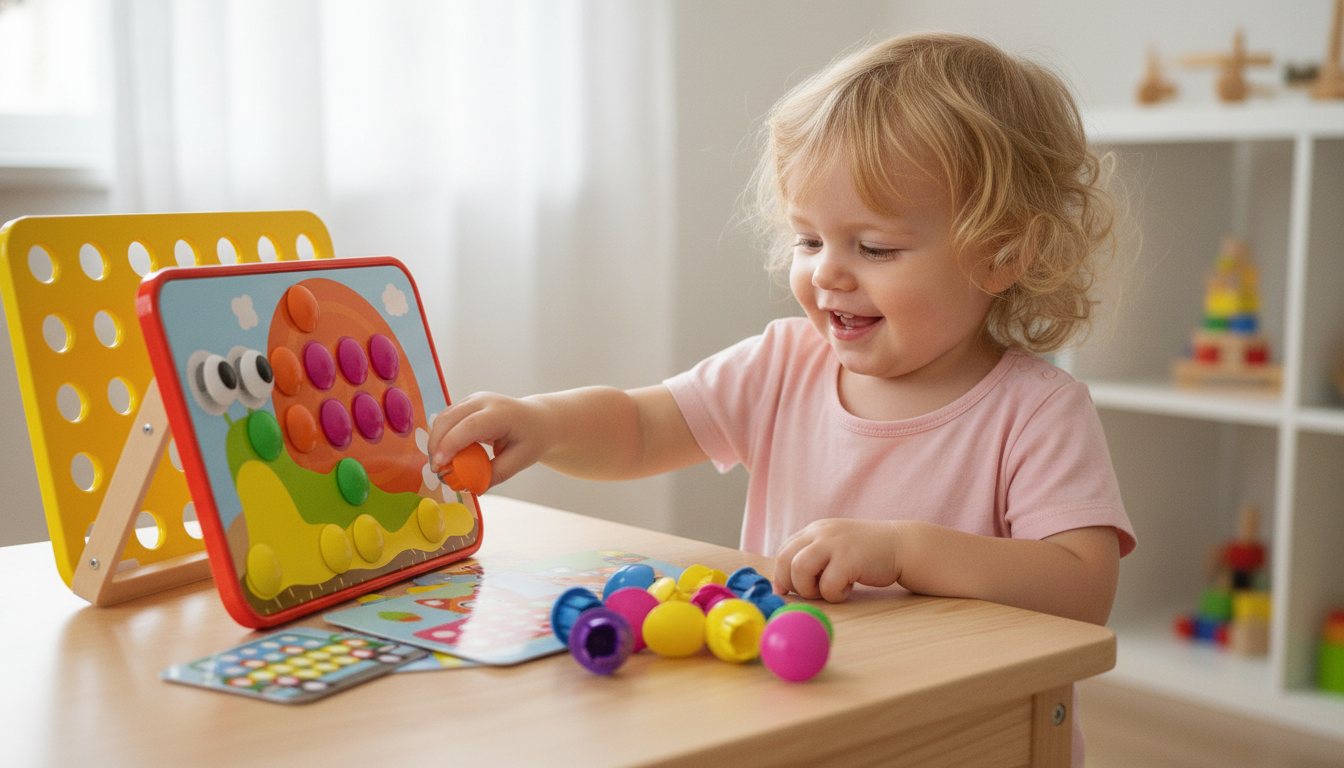 AMOSTING Button Art Toy Color Matching Pegboard