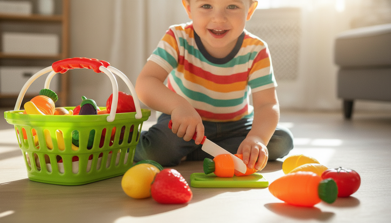 Playkidz 32-Piece Fruit and Veggie Pretend Playset