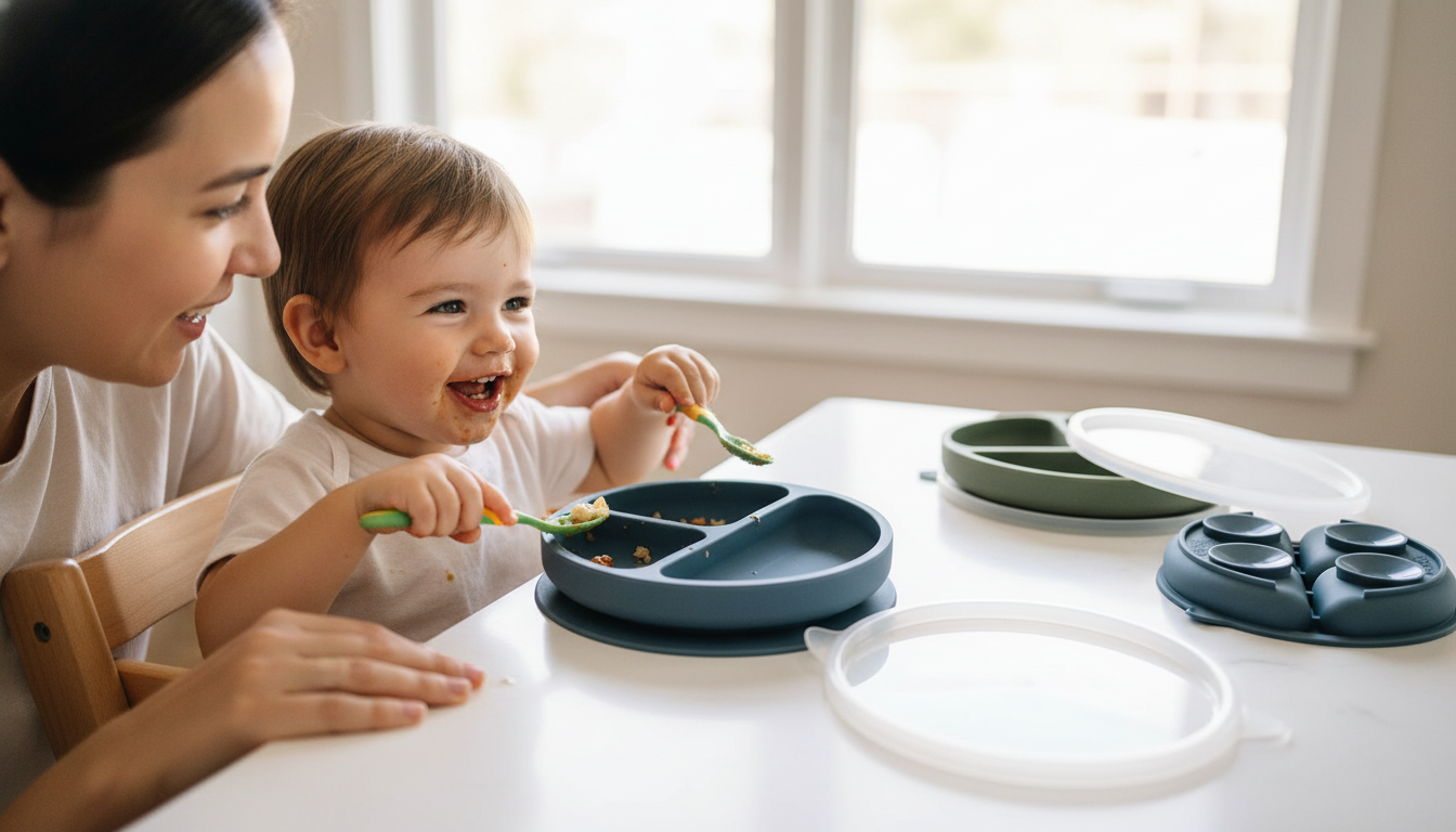 WeeSprout Silicone Suction Plates with Lids for Toddlers