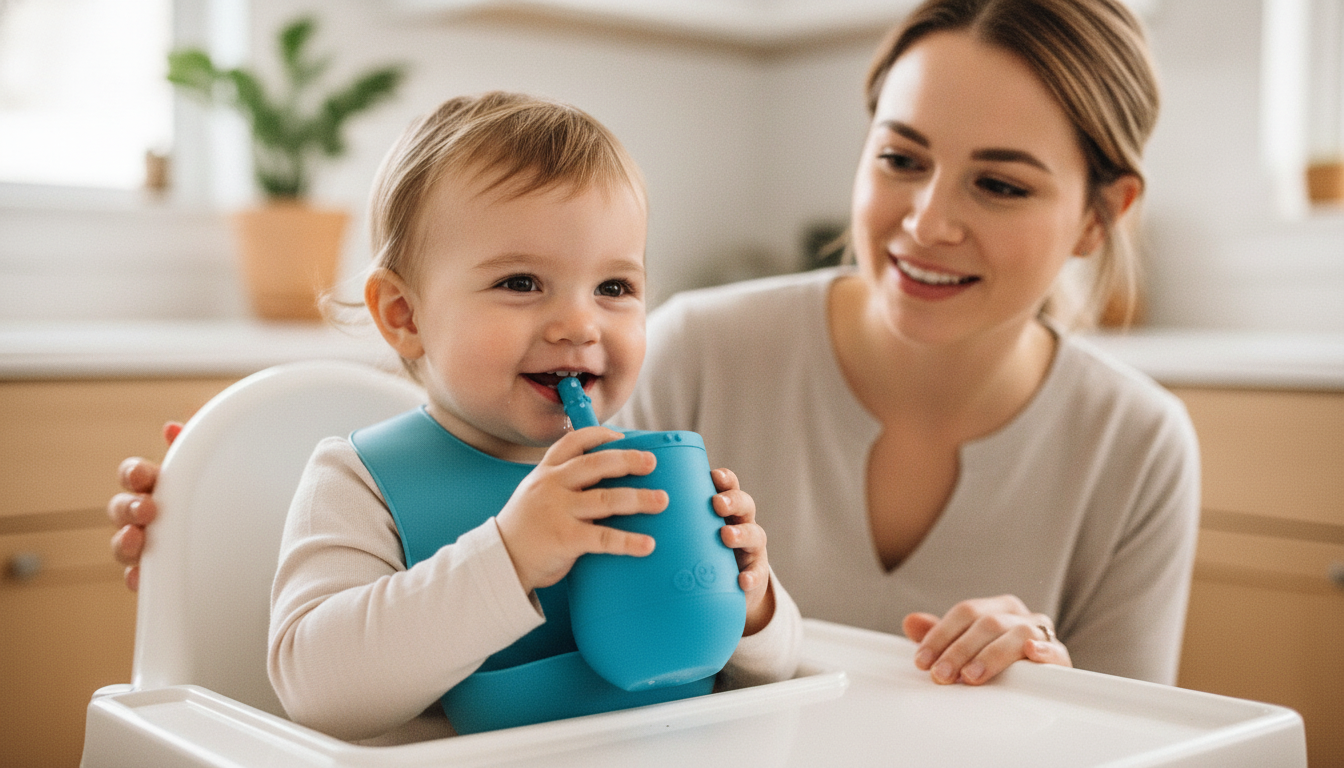 ezpz Mini Cup + Straw Training System for Toddlers