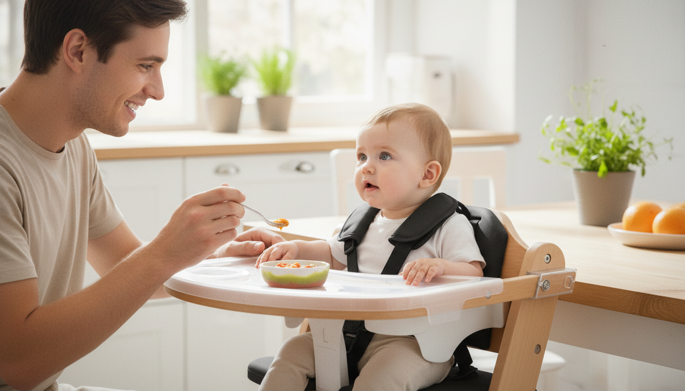 Cowiewie Natural Wooden Adjustable Baby High Chair
