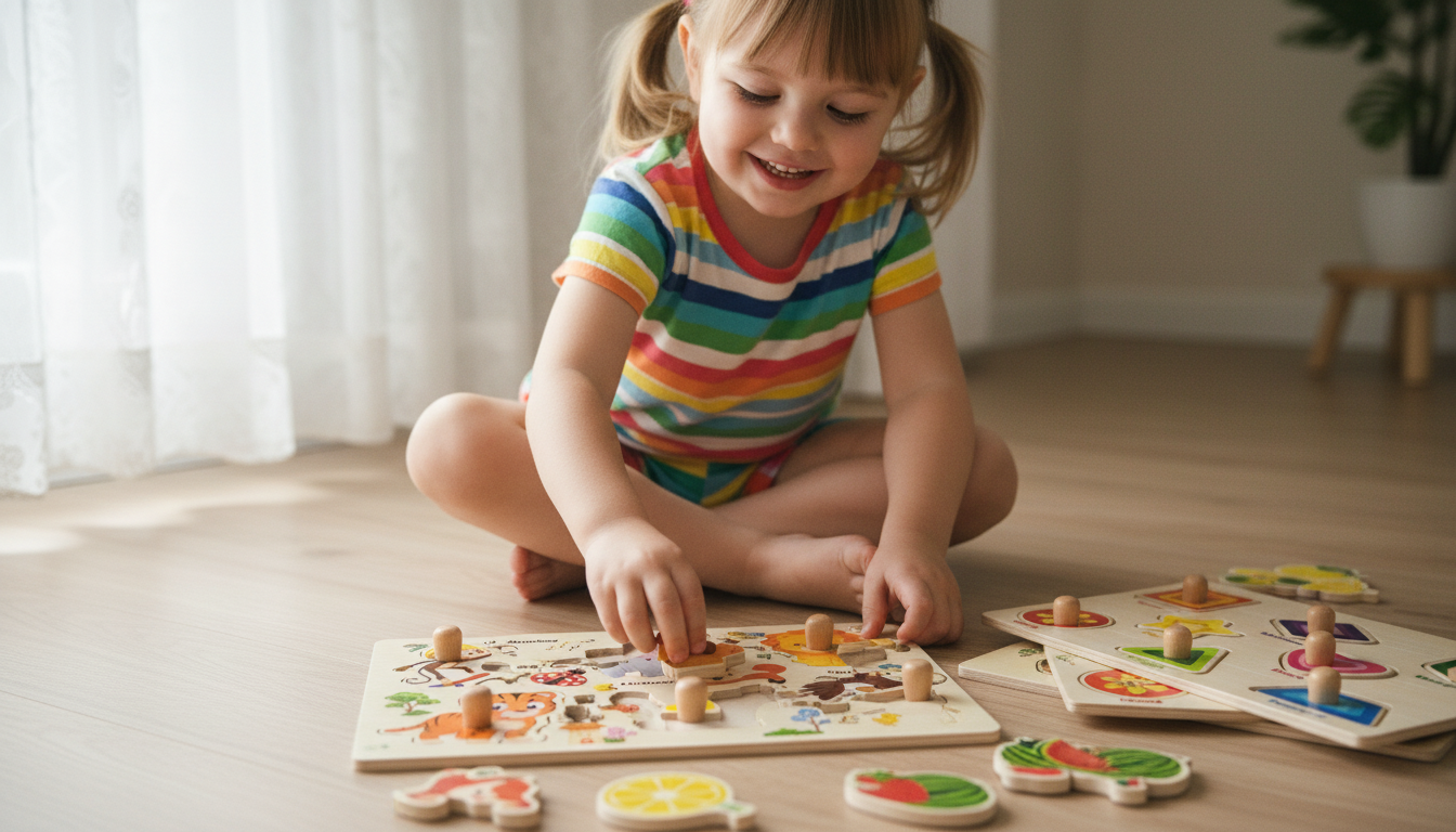 Wooden Montessori Puzzles for Toddlers 4-Pack